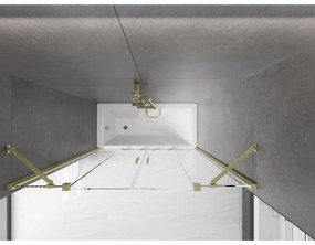Mexen Velar Duo, 2-krídlová posuvná vaňová zástena 150 x 150 cm, 8mm číre sklo, zlatý matný profil, 896-150-000-02-55