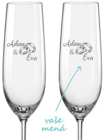 Svadobné poháre na sekt Prstienky s dátumom svadby, 2 ks