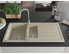 Mexen Andres - granitový drez 100,0x50,0cm, 1,5-komorový, béžová, 6515101510-69