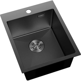 Mexen Solix, 1-komorový nerezový drez 400 x 500 mm, čierna, vzor voština, 6406401000-70HC