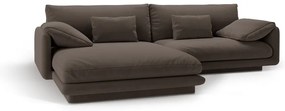 Hnedá zamatová rohová pohovka (ľavý roh/s leňoškou) Torino – Micadoni