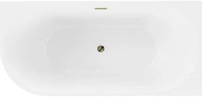 Mexen Mia, voľne stojaca rohová vaňa, pravá, 180 x 80 cm, biela, zlatý lesklý prepad, 52691808000P-50