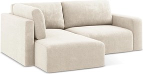 Krémovobiela ženilková rozkladacia/s úložným priestorom rohová pohovka (ľavý roh/do L) Kona – Makamii