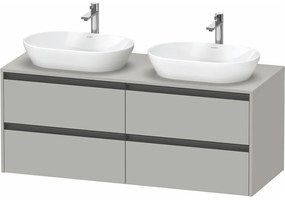 DURAVIT Ketho 2 závesná skrinka pod dve umývadlá na dosku, 4 zásuvky, 1400 x 550 x 568 mm, betón šedá matná, K24898B07070000