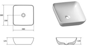 Ravak XJX01138001 - Umývadlo na dosku UNI SLIM 38x38 cm keramika/biela
