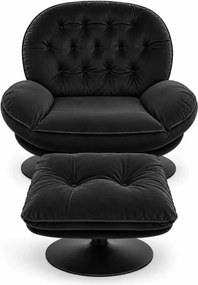LuxuryForm DESIGN Otočné kreslo LUNA s podnožkou - čierne