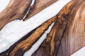 Konferenčný stolík 80 x 45 cm - orech/biela perleťová epoxidová živica