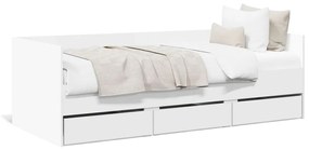 Denná posteľ so zásuvkami biela 100x200 cm kompozitné drevo 3280811