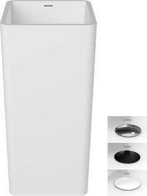 Besco Voľne stojace umývadlo z liateho mramoru Aygo Matt UM VS 40x40 cm BESCO-Typ výpuste: Click-Clack so štrbinovým prepadom, biela