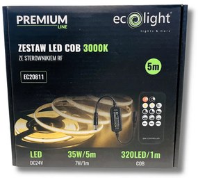ECOLIGHT COB LED pásik 35W - 24V - 320 - 5M - 3000k - teplá biela + diaľkový ovládač