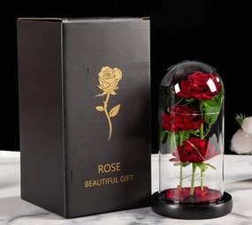 DexXer Sada 3 večných ruží v skle s LED osvetlením Eternal Rose