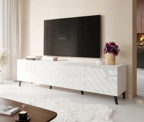 TV stand 200 ABETO mat white/ gloss white