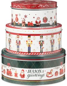 Súprava 3 vianočných plechových dóz Seasons Greetings
