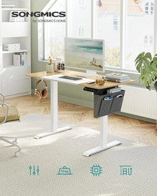 Elektrický výškovo nastaviteľný stôl 120 x 60 cm, prírodný dub / matná biela