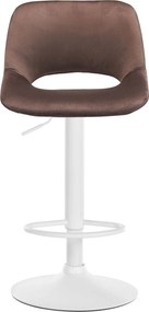Barová stolička Camden - zamat, biely rám Hnedá