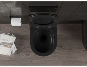 Mexen Carmen, závesná WC misa 490x365x340 mm, Rimless Tornádo + WC sedadlo z duroplastu, čierna matná, 30881085T