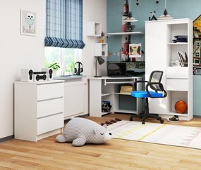 Rohový písací stôl Ted biely