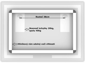 LED zrkadlo La Linea 70x50cm teplá biela - diaľkový ovládač Farba diaľkového ovládača: Čierna