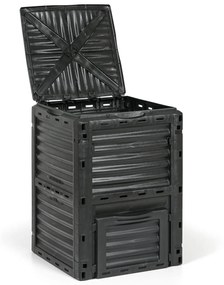 Plastový záhradný kompostér, 300 l, čierny