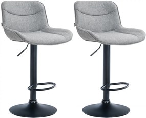 Design-Shop 2x Barová stolička Vonore - látka, čierny rám - Sivá