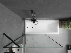 Mexen Next, vaňová zástena 1-krídlová 100 x 150 cm, fixné krídlo, 6 mm číre sklo s čiernym vzorom, čierny profil, 895-100-000-00-70-70