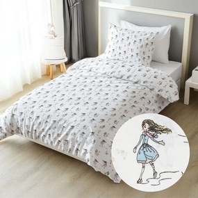 Biante Detské bavlnené posteľné obliečky Sandra SA-261 Krasokorčuliarky na krémovom Predĺžené 140x220 a 70x90 cm