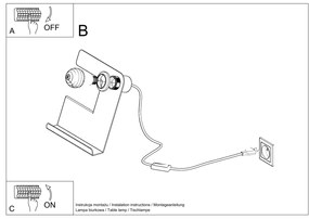 Stolná lampa Incline, biele telo svietidla