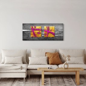 Obraz farebných štvorcov na čiernom pozadí (120x50 cm)