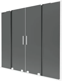 Mexen Velar L Duo, 2-krídlová posuvná vaňová zástena 170 x 150 cm, 8mm šedé sklo, biela matná, 896-170-003-42-20