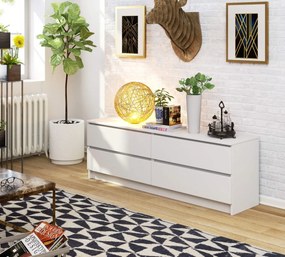 KOMODA Kuba 160 cm - 4 šuplíky - biela