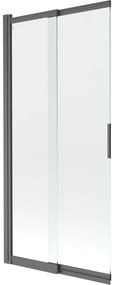 Mexen Fox, 2-krídlová posuvná vaňová zástena 85 × 150 cm, 5mm číre sklo, grafitový profil, 891-085-002-66-00