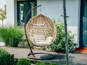 Svetlohnedé závesné kreslo TROPIKAL so stojanom