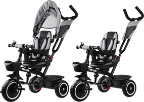 Detský trojkolka Tiny Bike 3v1 so strieškou, otočná SP0650 sivý