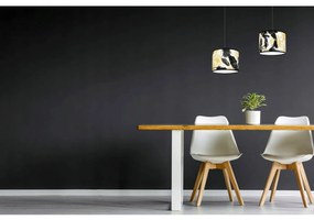 Závesné svietidlo Gold Flowers, 2x biele textilné tienidlo s kvetinovým vzorom, (výber z 2 farieb konštrukcie)