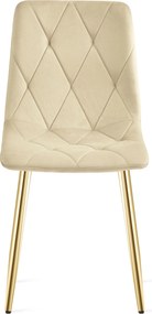 Svetlobežová zamatová jedálenská stolička LIBRA so zlatými nohami
