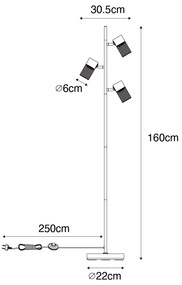 Priemyselná stojaca lampa čierna 3-svetlo - Jim