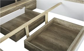 Sconto Posteľ s nočnými stolíkmi DREANO dub canyon/biela, 180x200 cm