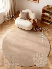 ELLE Decoration, Kusový koberec Puristic Knots 106320 Beige kruh z kolekcie Elle, 160x160 (priemer) kruh, béžová, obývacia izba