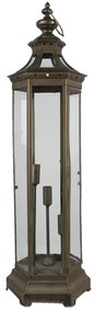 Bronzová antik stolná lampa v tvare lucerny - 29*25*79 cm / 3*E14