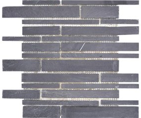Mozaika z prírodného kameňa MOS HXN 89 čierna bridlica 30,5 x 30 cm