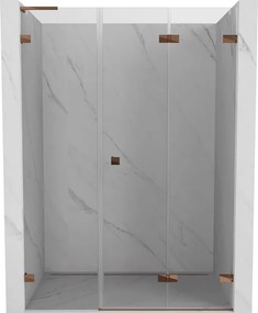 Mexen Lunar-F, L pravé sklápacie sprchové dvere 150 cm, 8mm číre sklo, ružové zlato profil, 836SL-150-050-60-00-P