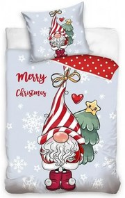 Tiptrade - Bavlnené posteľné obliečky Vianočný škriatok / 140 x 200 cm + 70 x 90 cm / 100% bavlna