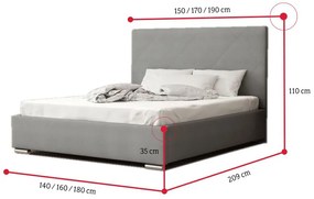 Čalúnená posteľ NASTY 5, malmo 61, 140x200 cm