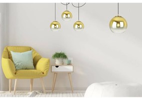 Závesné svietidlo Bergen Gold Spider, 4x zlaté/transparentné sklenené tienidlo (fi 20cm)