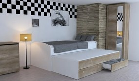 Rozkladacia posteľ Patrik Color 90x200 cm, biela/dub canyon