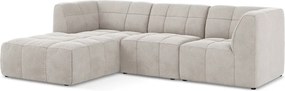 Béžová zamatová rohová pohovka (ľavý roh/s leňoškou) Aloha – Makamii