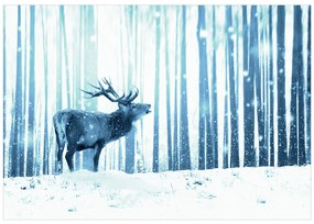 Artgeist Fototapeta - Deer in the Snow (Blue) Veľkosť: 245x175, Verzia: Samolepiaca