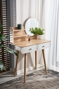 Toaletný stolík SCANDI so zrkadlom naturálny / biely