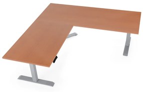 Výškovo nastaviteľný stôl OfficeTech Angle, 180 x 200 cm, sivá podnož, čerešňa