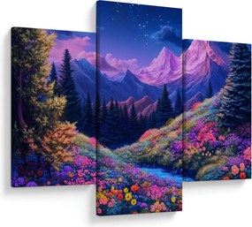 Obraz - Fialová krajina pri úplnku (90x60 cm)